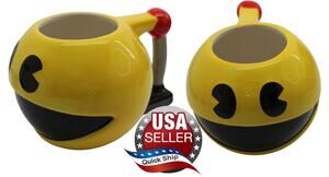 2pc Set Cool Zak Smiley Face Mug Cup • Yellow Black Red Grey • Fun • Ceramic